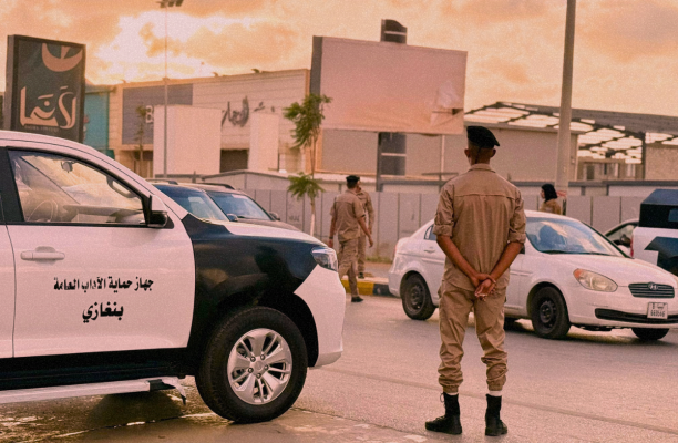 A security checkpoint of the Public Morality Protection Agency – Benghazi Branch, affiliated with the Ministry of Interior- Source: Social media platforms.