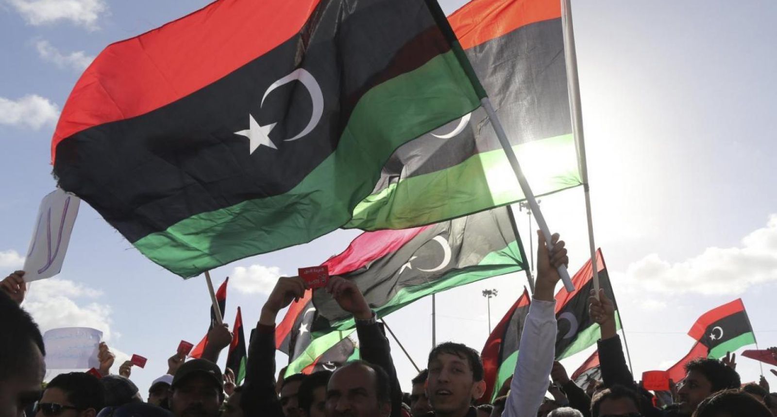 Libyan flags amid demonstration