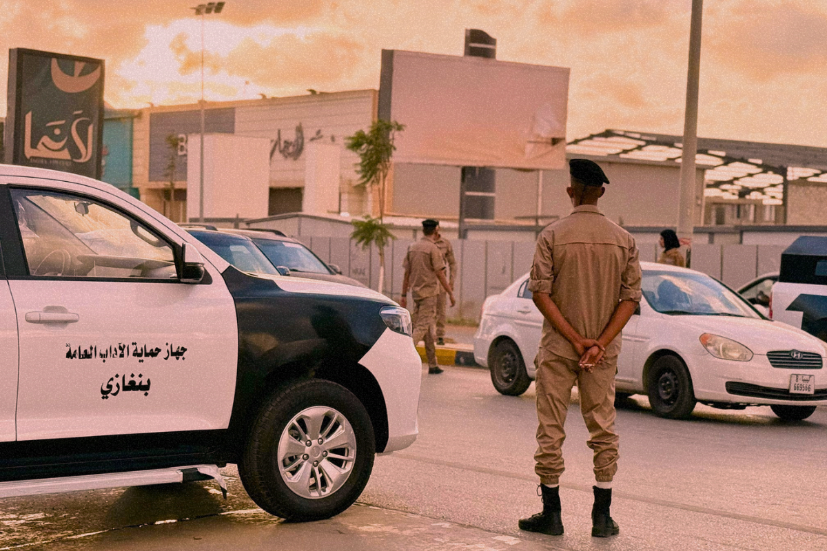 A security checkpoint of the Public Morality Protection Agency – Benghazi Branch, affiliated with the Ministry of Interior- Source: Social media platforms.