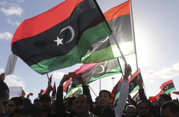 Libyan flags amid demonstration