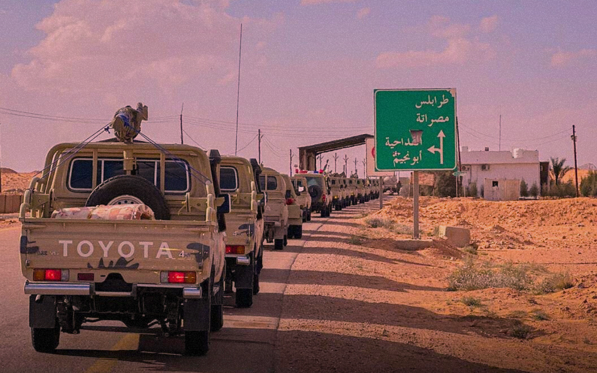 آليات عسكرية تابعة للمنطقة العسكرية الوسطى متجهة نحو مصراتة - المصدر: منصات التواصل الاجتماعي