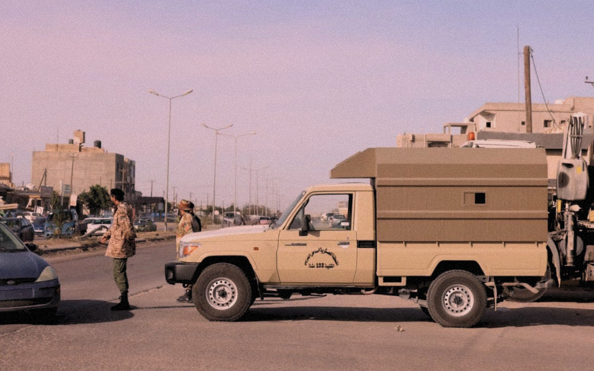 تمركز أمني لإحدى الجماعات المسلحة في غرب ليبيا – المصدر: مواقع التواصل الاجتماعي