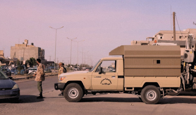 تمركز أمني لإحدى الجماعات المسلحة في غرب ليبيا – المصدر: مواقع التواصل الاجتماعي