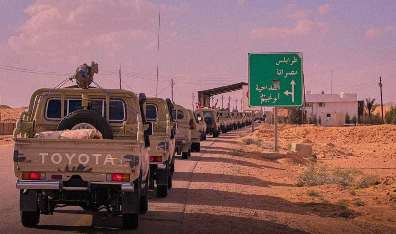 آليات عسكرية تابعة للمنطقة العسكرية الوسطى متجهة نحو مصراتة - المصدر: منصات التواصل الاجتماعي